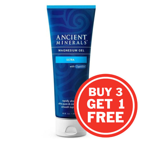 Ancient Minerals - Professional Strength Magnesium Gel Ultra 4 x 8oz ( ONE PACK FREE )