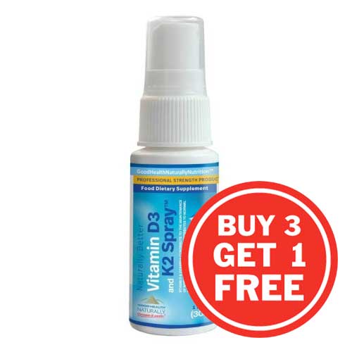Vitamin D3 and K2 Sublingual Spray - 4 x 30ml ( ONE FREE )